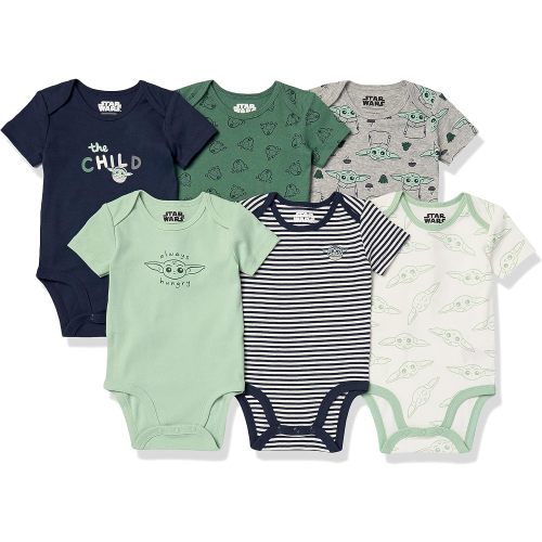 Amazon Essentials Disney | Marvel | Star Wars Unisex Babies' Short-Sleeve Bodysuits, Pack of 6 - Star Wars Child