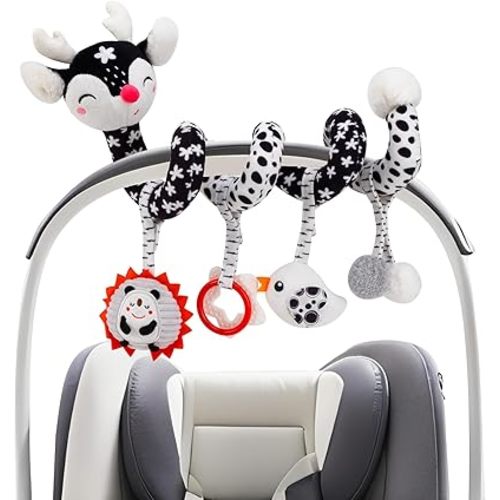 Black & White Deer Crib Mobile - High Contrast Sensory Toy for Newborns 0-12 Months | Hanging Car Seat, Stroller & Crib Toy, Best Baby Gift for 0 3 6 9 12 Months, Visual Stimulation