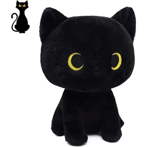 Black Cat Plush Toy, Cute Black Cat Stuffed Animals, Creative Soft Stuffed Cat Plushie Toys, Perfect Birthday Valentines Gift for Kids Boys Girls, Adorabl Home Decor