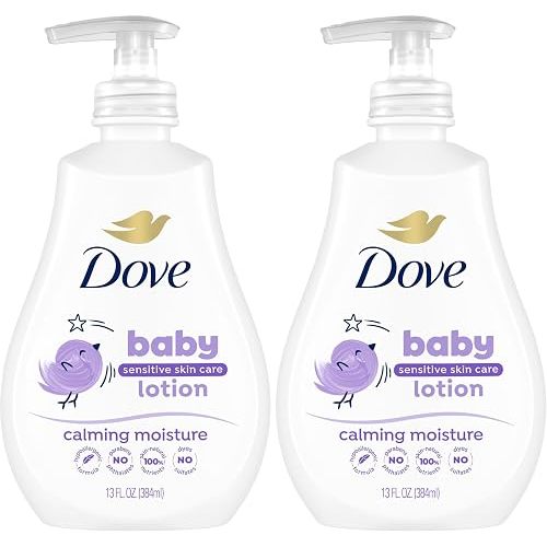 Baby Dove Sensitive Skin Care Baby Lotion For a Soothing Scented Lotion Calming Moisture Hypoallergenic and Dermatologist-Tested 13 oz (Pack of 2)