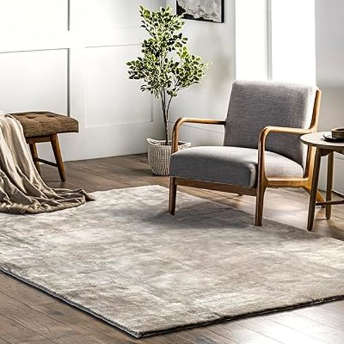 nuLOOM 6' x 9' Cozy Plush SuperiorWash Area Rug, Machine Washable, Non-Slip, Soft Fluffy Shag Carpet for Living Room Bedroom Kids Room Nursery Home Decor, Loni Beige