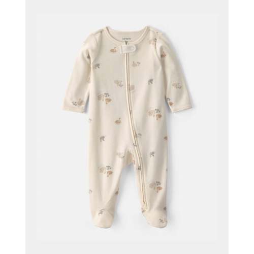 Baby Girl Swan 100% Cotton 2-Way Zip Sleep & Play Pajamas - Ivory | Carter's