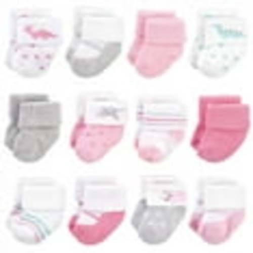 Hudson Baby Girl's Dinosaurs Cotton Socks, 0-3 Months