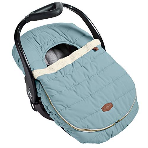 JJ Cole Winter Baby Car Seat Cover - Winter Car Seat Cover for Baby Seat or Stroller - Infant Car Seat Covers with Warm Sherpa Lining - Slate Gray