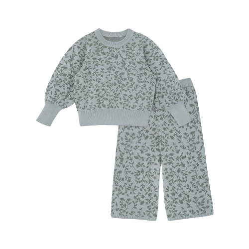 Modern Moments by Gerber Toddler Girl Jacquard Sweater Knit with Wide Leg Pant Set, Sizes 12M-5T