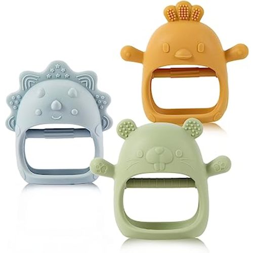 Teethers for Babies 3-6 Months, BPA Free Teething Toys 3-6 Months, Easy-to-Grasp Shapes teether with Soft Texture for Sensory Exploration and Itching Relief Baby Teether