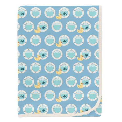 Print Swaddling Blanket in Seaside Blue Porthole Rubber Ducky