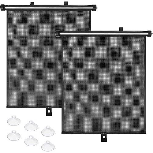BOGI Car Window Shade (2 Pack) Car Roller Sunshade for Side Window,Car Sun Window Shade,Protect Baby,Kids and Pets from UV Rays Sun Glare,Suitable for Most Cars,SUV, Trucks,House and Office Window