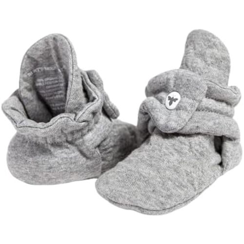 Burt’s Bees Baby Adjustable Baby Booties, 100% Organic Cotton, Easy On and Off Snap Boots, Snug Fit - Baby Essential
