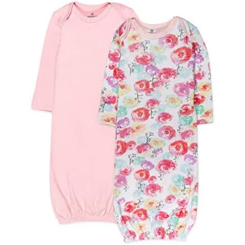 HonestBaby 2-Pack Sleeper Gowns Layette Sets 100% Organic Cotton for Newborn Baby Boys, Girls, Unisex