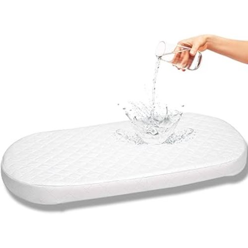 Baby Bassinet Mattress Pad (Oval, 14X29) for Newborn Comfort Breathable Easy Clean Hypoallergenic Waterproof Made in USA