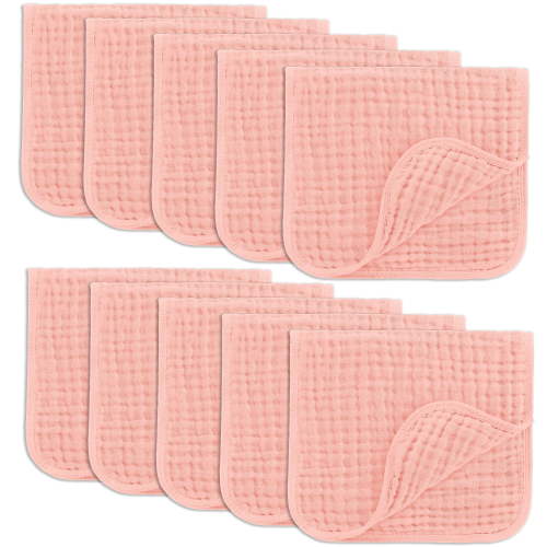 Comfy Cubs Muslin Burp Cloths - Large 100% Cotton Washcloths, 6 Layers (Lace, 10-Pack, 20"X10")