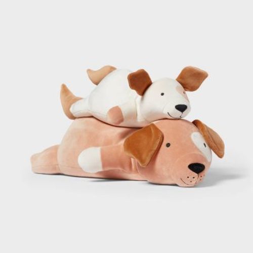 Dog And Baby Weighted Plush Kids' Throw Pillow Brown - Pillowfort™