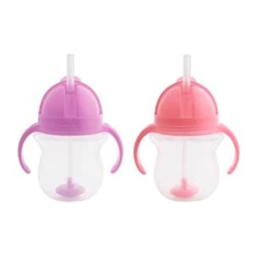 Amazon.com: Munchkin® Any Angle™ Weighted Straw Trainer Cup with Click Lock™ Lid, 7 Ounce, 2 Pack, Pink/Purple : Home & Kitchen