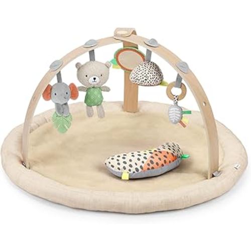 Ingenuity Every Season Plush Lambswool Baby Play Gym and Play Mat, Breathable, Tummy Time Mat, 0+ Months - Natural