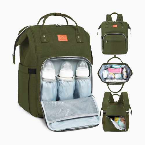 KeaBabies Original Diaper Backpack - Dark Olive