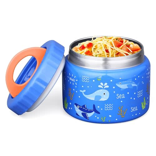 Insulated Thermo Food Jar for Kids - 12 Oz Capacity, Suitable for Hot & Cold Foods, Leak-Proof Vacuum Stainless Steel Design with Wide Mouth for Lunches, Soups and Travel