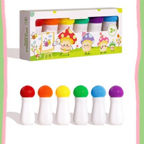 Darzheoy Washable Dot Markers for Kids, 6 Colors Dot Paints, Arts and Crafts for Kids, Bingo Daubers, Preschool Learning Activities