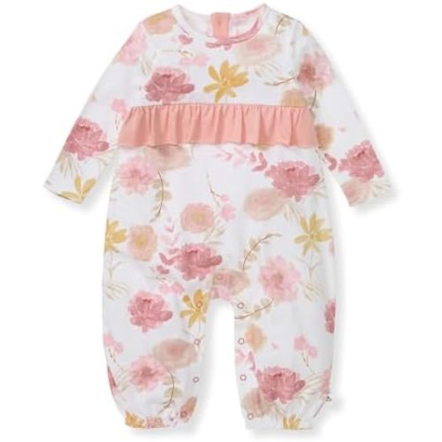 Burt's Bees Baby baby-girls Jumpsuit, 100% Organic Cotton One-piece Long Sleeve Ruffle Outfit Coverall