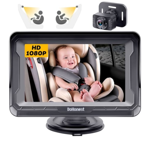 DoHonest Baby Car Camera HD 1080P - Rear-Facing Car Baby Monitor with Night Vision, Adjustable View Angle, Easy Setup, Anti-Glare Display, Safety for Kids & Infants