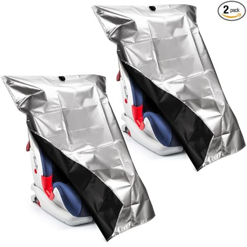 2Pcs Baby Car Seat Sun Shade Cover,Infant Car Seats Heat Protector,Baby Travel Accessories to Keep Toddler Seats at Cool Temperature,CarSeat Cooler Cover UV Protection from Heat/Sun for Babies Seat
