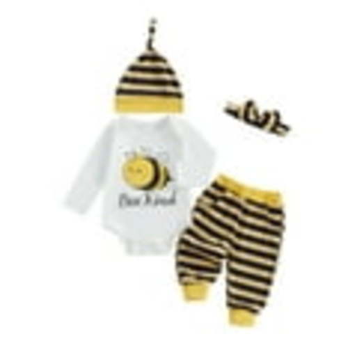 aturustex Infant Baby Boys Girls 4 Piece Cosplay Outfits 0 3M 6M 9M 12M 18M Toddler Long Sleeve Rompers Bee/ Ladybug Print Bodysuits Crew Neck Jumpsuiewborn Fashion Cute Casual Daily Clothes