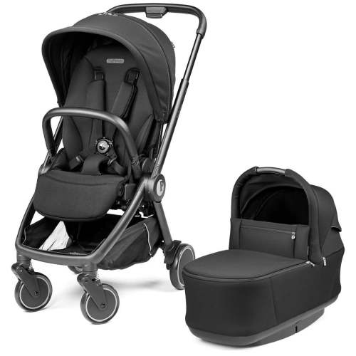 Peg Perego City Loop Stroller + Pop Up Bassinet With Stand Bundle - Black / True Black / True Black