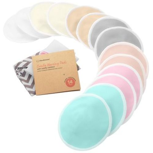 Keababies 14pk Organic Nursing Pads, Washable Breast Pads For Breastfeeding, Reusable Nipple Pads, Breastfeeding Essentials (bare Beige, Large 4.8)