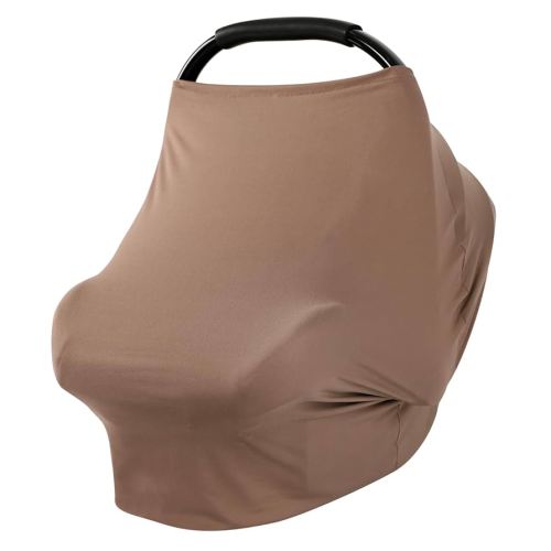 TANOFAR Car Seat Cover for Baby, Multi-Use Cover Carseat Canopy, High Stretchy & Breathable Infant Carseat Cover, Shower Gifts for Unisex Boys and Girls (Brown)