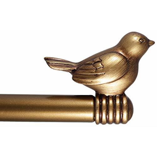 3/4-inch Cute Decorative Bird Adjustable Window Treatment Curtain Single Rod Set, 48" to 84" - Renaissance Gold