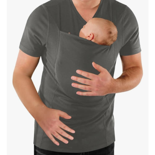 Mens Dad Shirts Baby Carrier Shirt Short Sleeve Skin to Skin New Dad Gifts T-Shirt with Pocket