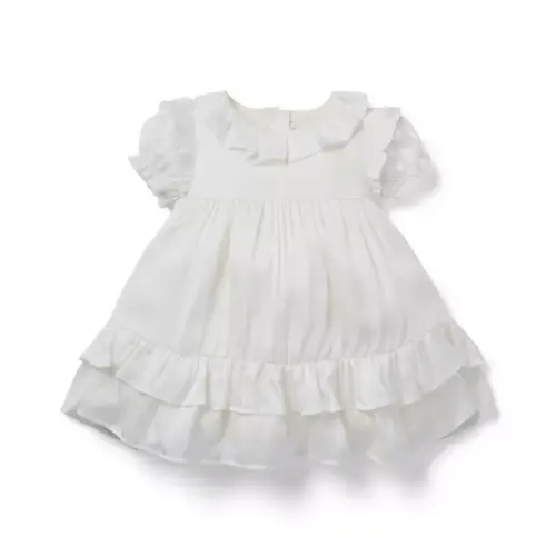 Newborn Cream And Sugar Baby Ruffle Sateen Dress by Janie and Jack