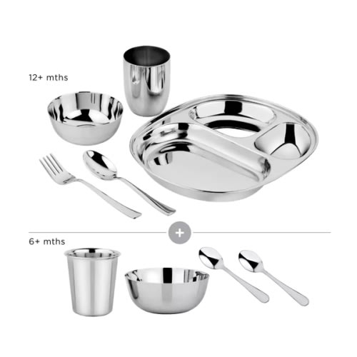 Feeding Set for Babies and Kids - Stainless Steel Dishes – AHIMSA®