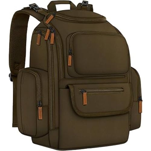 Mancro Diaper Bag Backpack, Large Multifunction Baby Backpack for Travel with Stroller Strap and 2 Insulated Pockets, Diaper Baby Bag for Mom, Dark Green