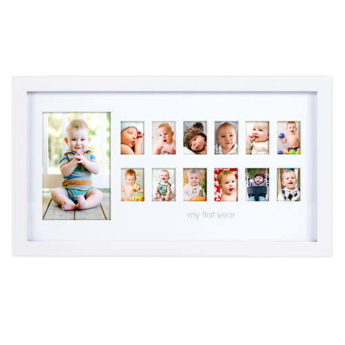 Pearhead My First Year Photo Moments Baby Keepsake Frame, White