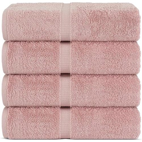 Chakir Turkish Linens 100% Cotton Premium Turkish Towels for Bathroom | 30'' x 60'' Large Bath Towels (4 Piece, Pink)