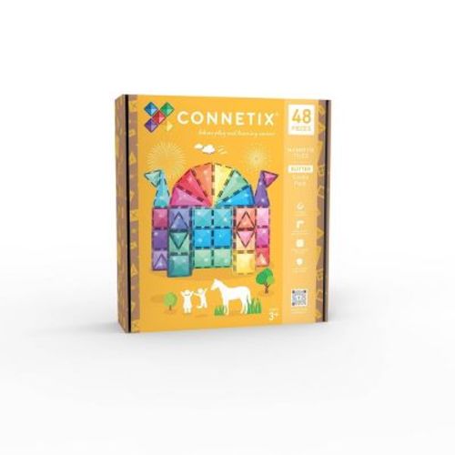 CONNETIX Magnetic Tiles Glitter Castle Pack 48pc: Educational Focus on Creative Thinking & Creativity