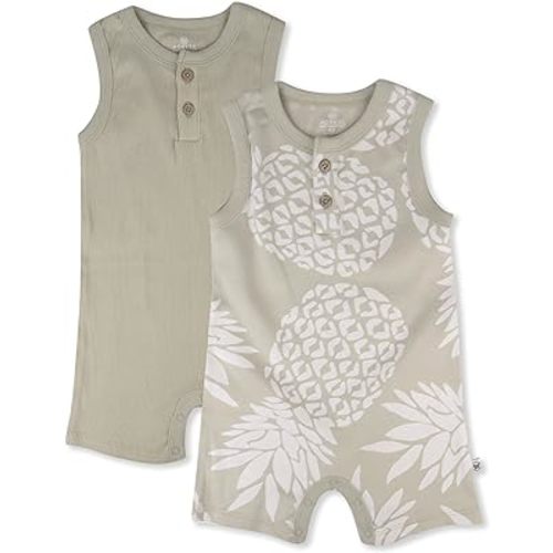 HonestBaby Multipack Short Romper Sets and Dresses 100% Organic Cotton for Infant Baby and Toddler Boys, Girls, Unisex