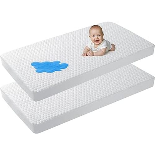 Ohgeni 100% Waterproof Mattress Protector, Crib-2 Pack, Fitted Sheet with Stretchable Pockets, Deep Sleep Noiseless Soft. Breathable Cooling Hypoallergenic Material, Mattresses Cover for Bed