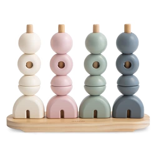 mushie Wooden Multi Shape Stacker | for Kids 3 Years+ | Preschool Educational & Toddler Montessori Toys (Original)