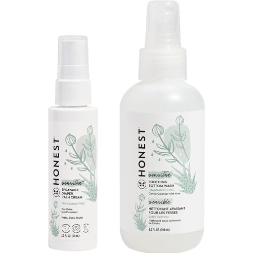 The Honest Company Diaper Rash Cream Spray + Soothing Baby Bottom Wash Bundle | Naturally Derived, Non-Irritating, Cruelty Free | 2 fl oz, 5 fl oz