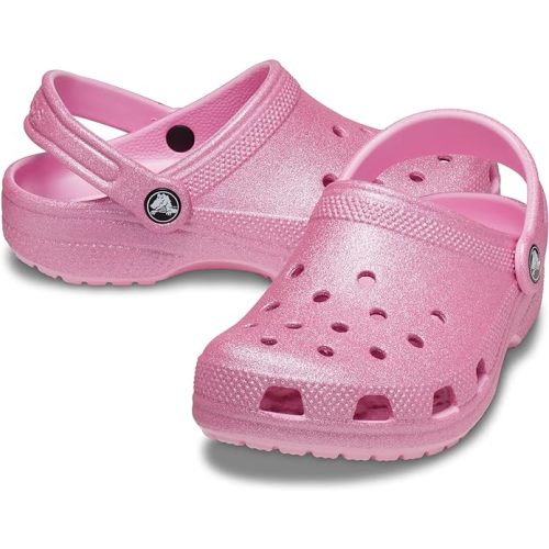 Crocs Classic Glitter Clog - 4 Toddler - Pink Tweed Glitter
