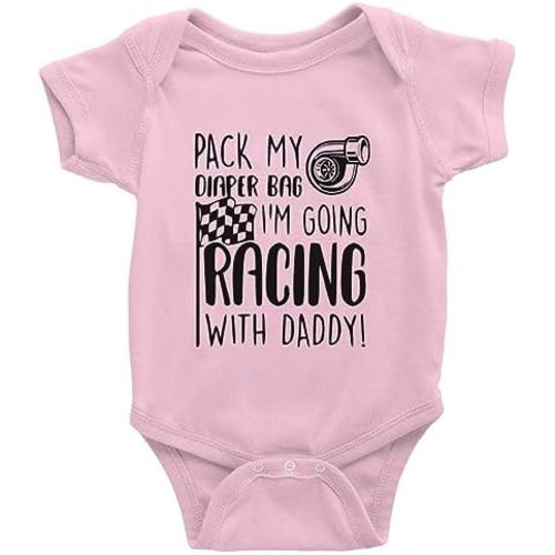 Pack My Diaper Bag I'm Going Racing With Daddy Baby Rompers Bodysuit Infant Long Sleeve Playsuit
