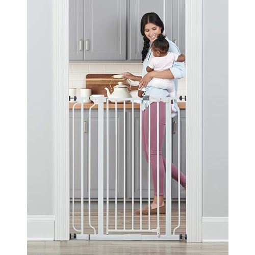 Regalo Easy Step Extra Tall Walk Thru Baby Gate, Includes 4-Inch Extension, and 4 Pack of Wall Cups and Mounting Kit, White