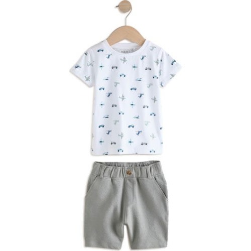 Kids' Transport Print T-Shirt & Pull-On Shorts Set, 12-18M