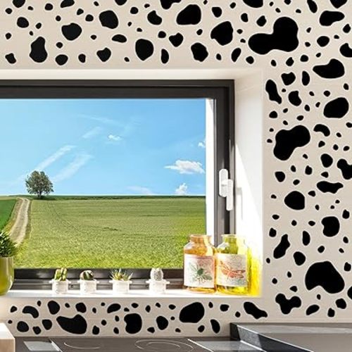 Chinco 486 Pcs Cow Print Stickers Adhesive Cow Wall Decal Funny Farm Decor Cow Print Vinyl Wall Art Decal for Bedroom Living Room Window Showcase Nursery Wall Decorations