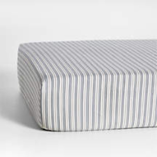 Frenchie Cloudy Blue Organic Cotton Baby Crib Fitted Sheet by Leanne Ford
