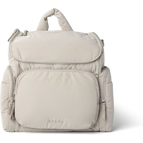 Staya Large Diaper Bag Backpack – Travel Baby Bag for Mom, Aesthetic Minimalist Diaper Bag with Multiple Compartments, Lightweight & Functional (Gray)