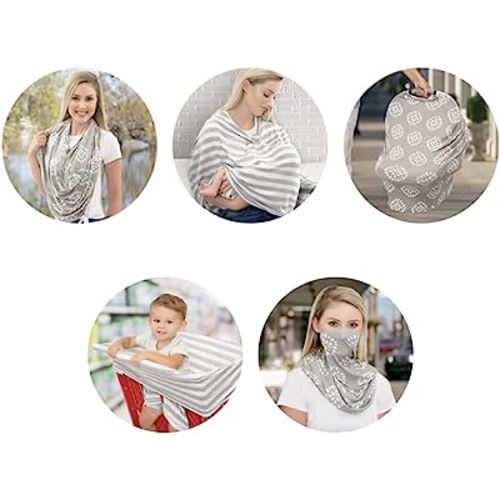 Nuby 5 in 1 Nursing Cover: Multipurpose Soft and Stretchy Cover for Mom and Baby: Colors May Vary, 26’’ x 27’’ / 66.04 cm x 68.58cm