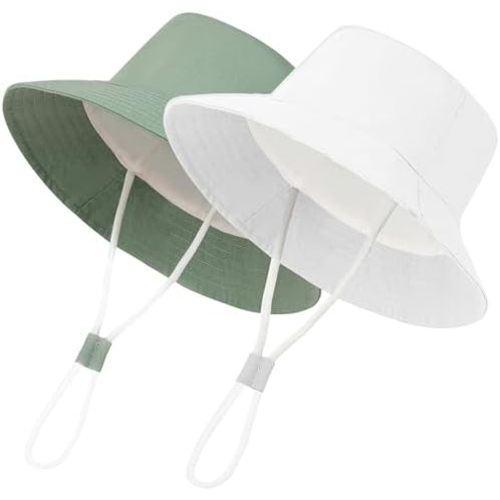 Urban Virgin 2-Packs Baby Sun Hat UPF 50+ Sun Protective Toddler Bucket Hat Summer Kids Beach Hats